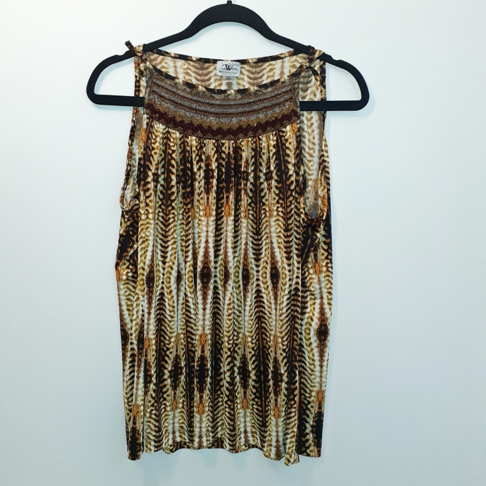 Worthington beaded tie top